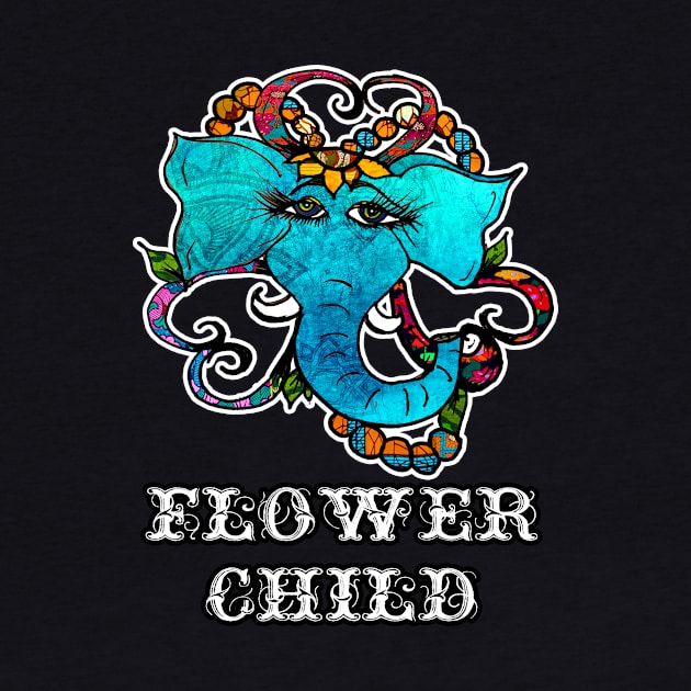 Flower Child Floral Elephant by artbyomega